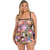 Maxine of Hollywood Womens Bandeau Sarong One Piece Swimsuit