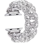 VIQIV Bling Bands for Compatible with Apple Watch 38/40/42/44/41/45/46/49mm Ultra Iwatch Series 11 10 9 8 7 6 5 4 3 SE SE2, Diamond Rhinestone Stainless Steel Metal Bracelet Wristband Strap for Women