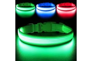 YFbrite Light up Dog Collar, Full Adjustable Rechargeable LED Dog Collar, Full Illuminated Dog Collar Light, Bright Dog Colla