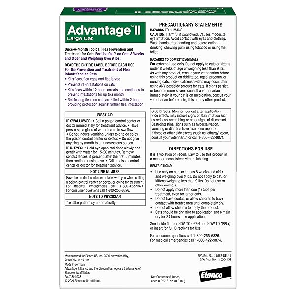 ADVANTAGE II LARGE CAT VET-RECOMMENDED FLEA TREATMENT & PREVENTION | CATS OVER 9 LBS. | 6-MONTH SUPPLY