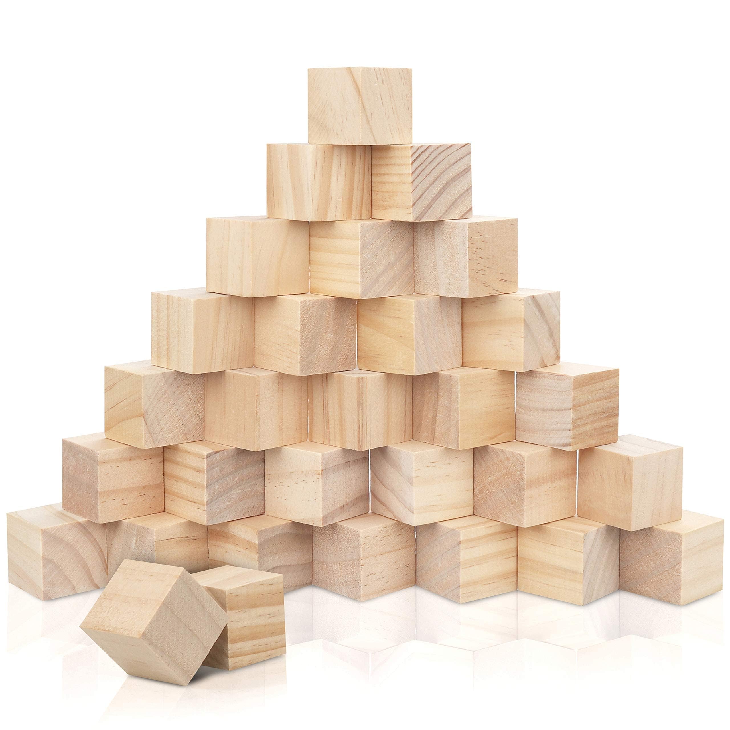 Kurtzy Small Wooden Cubes (30 Pack) - 3 x 3 x 3cm (1.18 x 1.18 x 1.18 inch) Wood Cubes - Natural Unfinished Pine Wood Blocks - Educational Craft Cubes for DIY, Stamps, Art & Crafts, Puzzles, Numbers