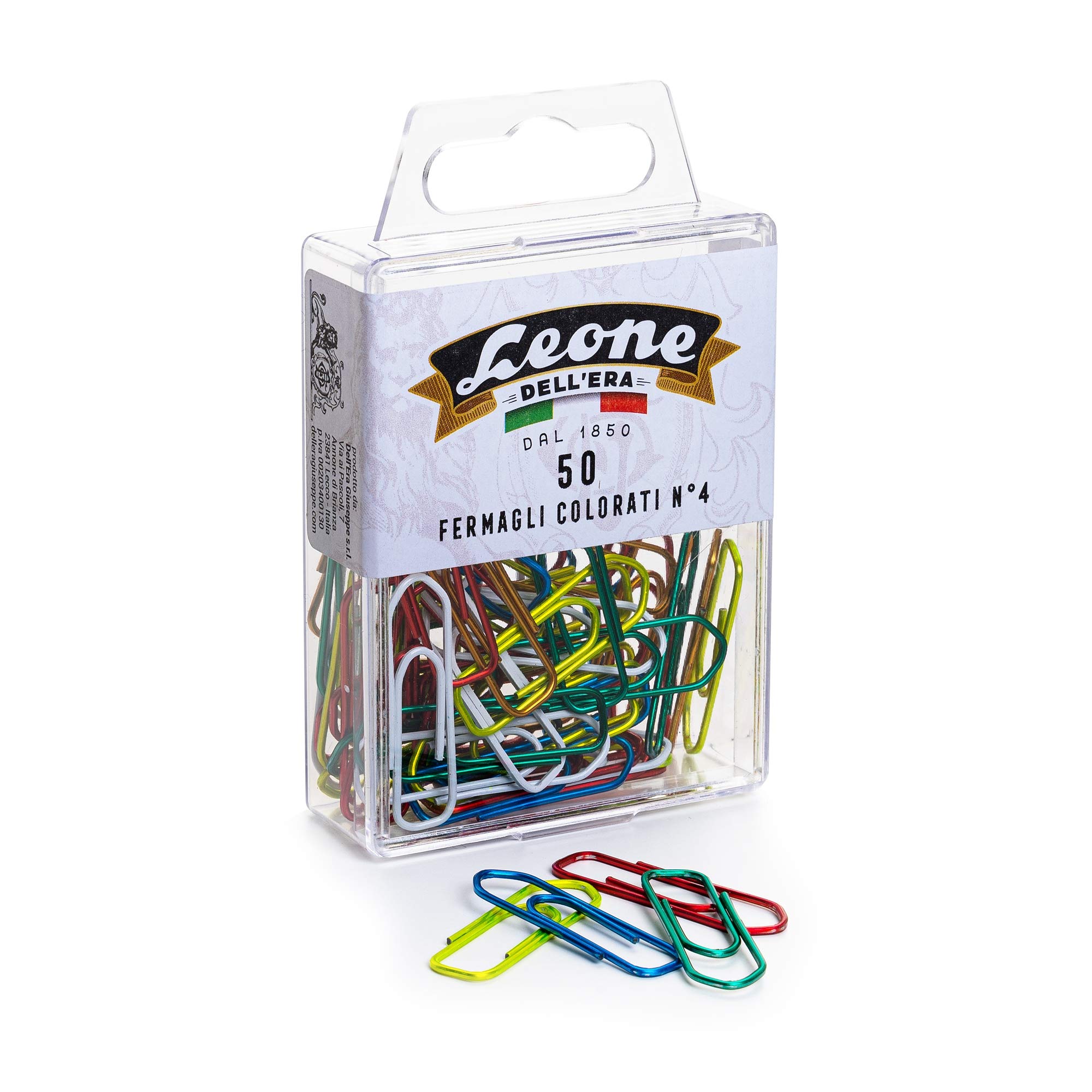 Coloured Metallic Lion of The Age Hair Clips No. 4 - mm. 32 Leonecolor Hanging Boxes Pack of 50 - Made in Italy