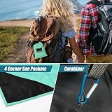 Odoland Outdoor Pocket Travel Blanket Beach Mat Waterproof Sand Proof Green L view 5