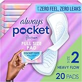 Always Pocket Flexfoam Pads, Size 2, Heavy, with Wings, 20 Count