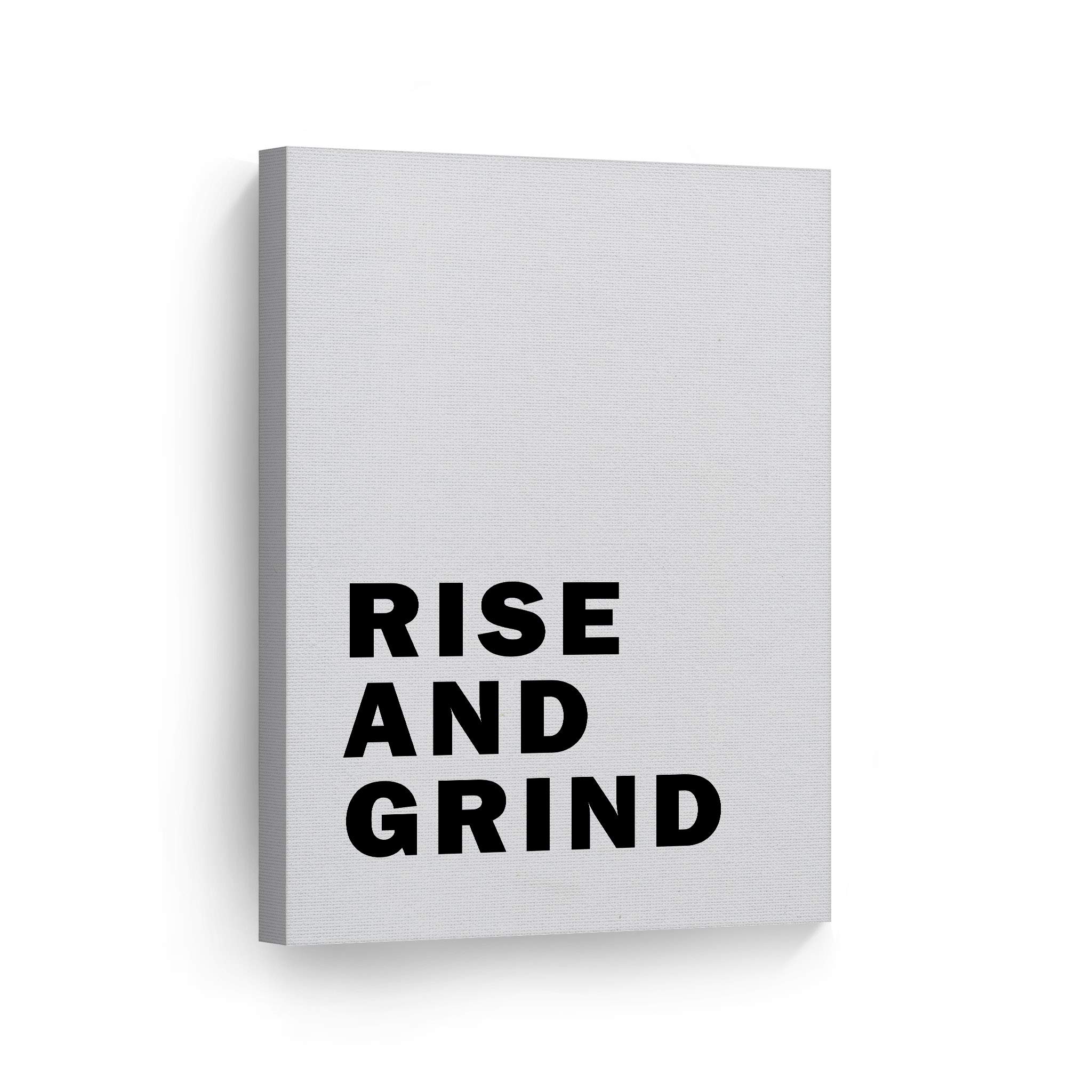 Smile Art Design Rise and Grind Black and White Lettering Motivational Canvas Wall Art Inspirational Wall Art Entrepreneur Quote Print Modern Office Living Room Decor Artwork Gift Ready to Hang 12x8