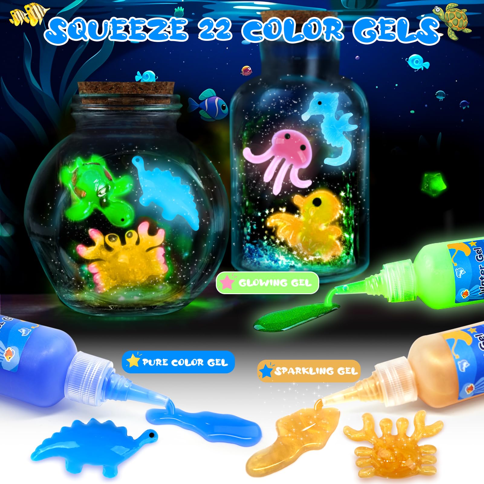 Dreamon Magic Water Gel Toy Kit, DIY 3D Magisches Wassergel-Spielzeug, Aqua Gelz Set mit 22 Farben & 16 Formen, Kreatives Spielzeug Geschenk für Kinder ab 3+, Jungen und Mädchen 2
