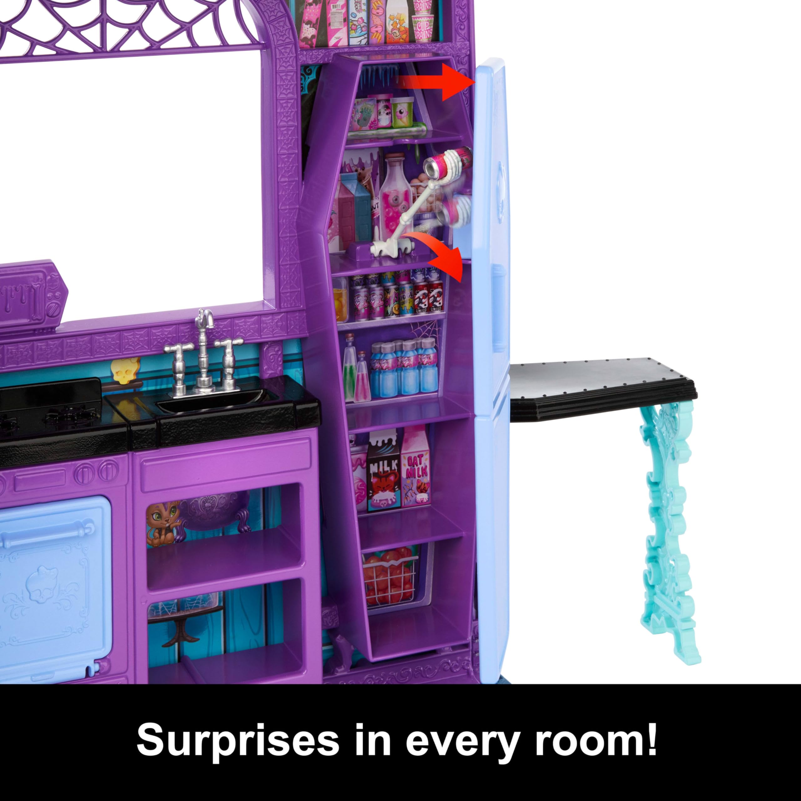 Monster High Boo-tique Hotel Doll House, Foldable Playset with Spooky Surprises in Every Room and 13+ Pieces Including Furniture and Accessories