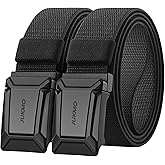 JUKMO Stretch Tactical Belt for Men,2 Pack Military Work Rigger Hiking 1.5" Elastic Nylon Web Quick Release Belt in Gift Box