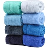 Wonvoc Needle Felting Wool 80 g, 8 Colors Wool Roving for Needle Felting | for DIY Craft Materials and Felting Wool Craftsmen, 10g/Color, Blue
