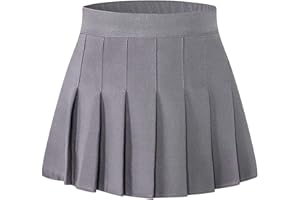 Cromoncent Girls Womens Pleated Mini Skirt Short High Waist School Uniform, 2Years - 4XL