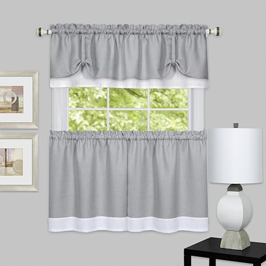 Amazon Com Designer Home Woven Trends Two Tone Window Curtain