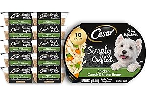 Cesar Simply Crafted Adult Wet Dog Food Meal Topper, Chicken, Carrots & Green Beans, 1.3oz. (10 Count, Pack of 1)