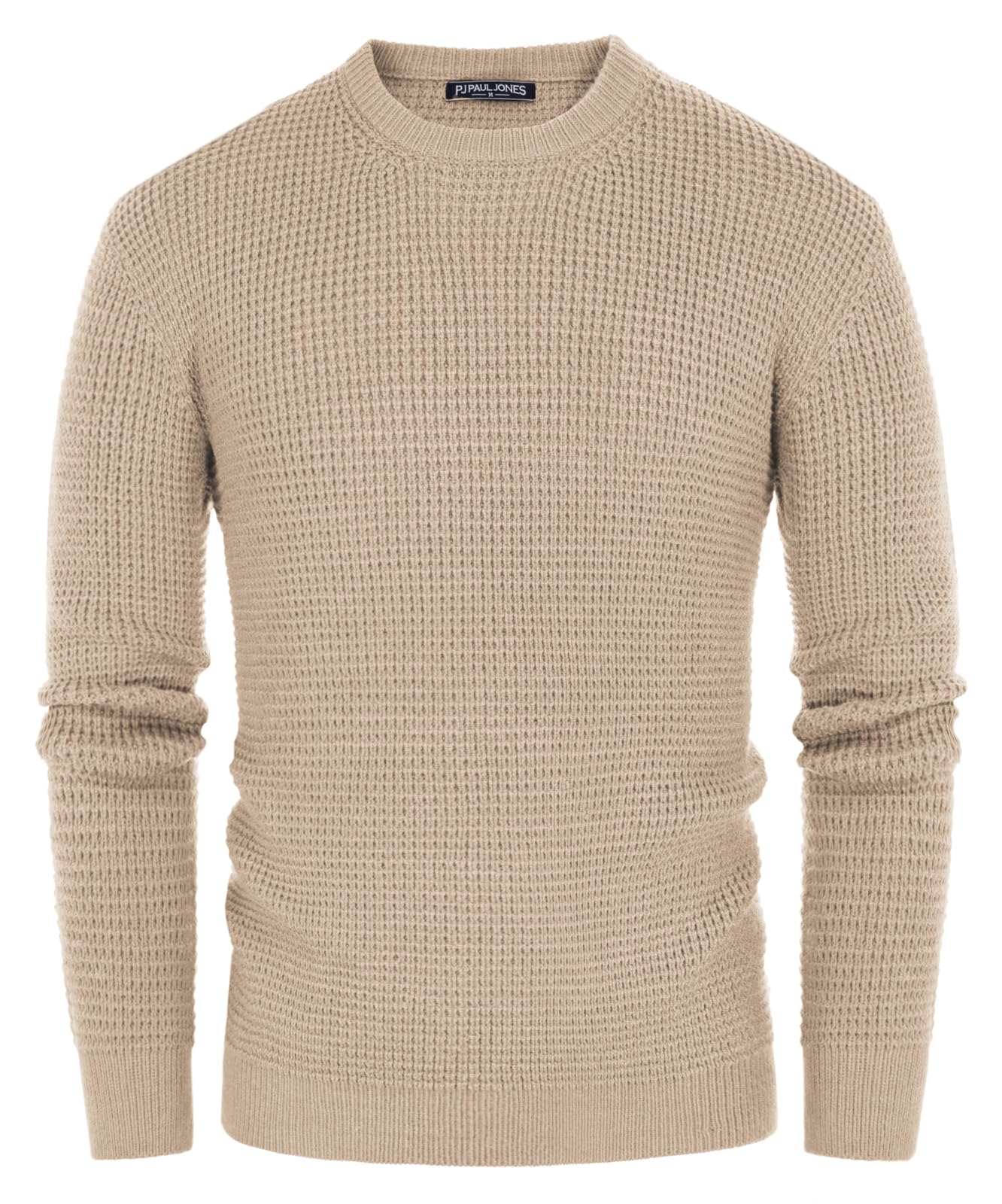 PJ PAUL JONES Mens Crewneck Pullover Sweater Waffle Textured Long Sleeve Knitted Sweaters