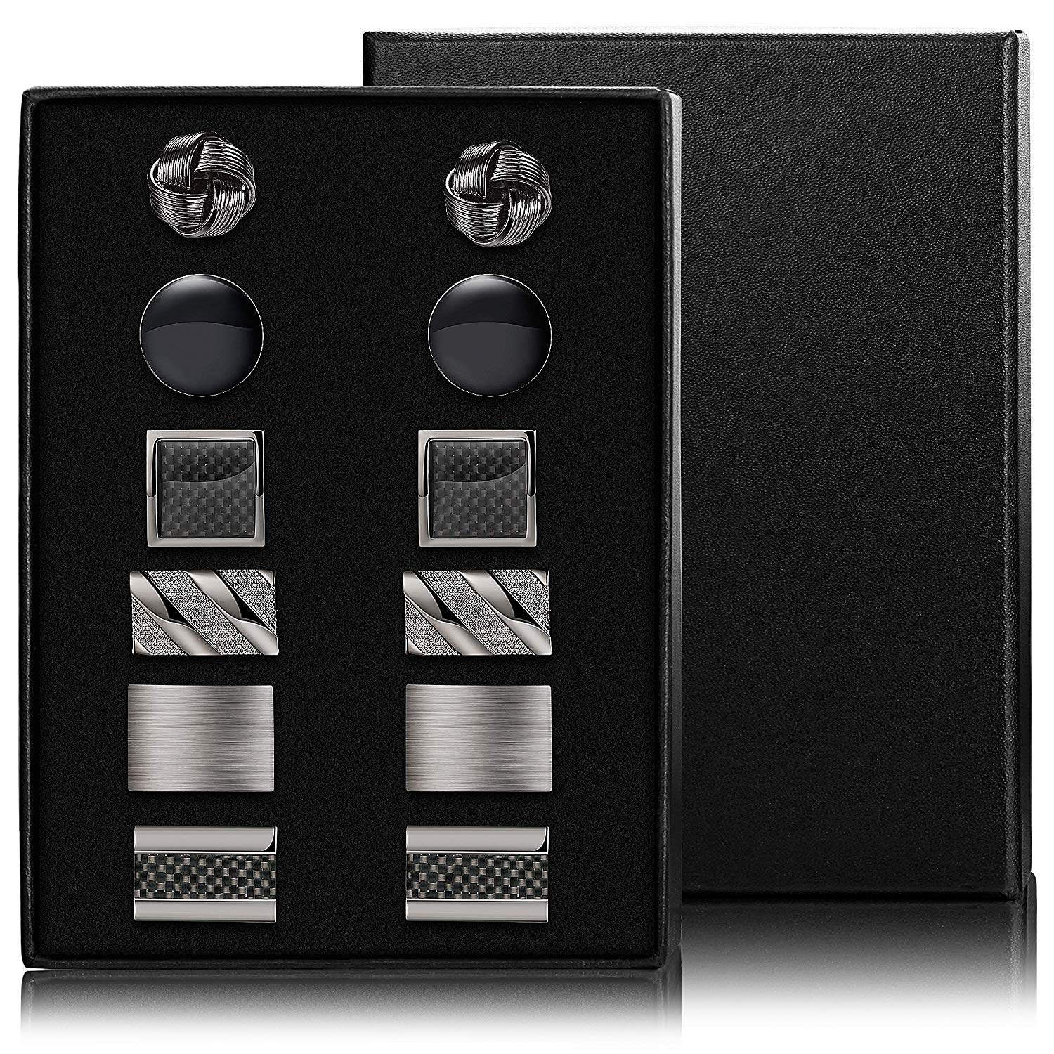 YADOCA 4-6 Pairs Copper Classic Cufflinks Set for Men Wedding Business Birthday Father's Gifts with Box