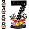 MiniInflat Race Car 7th Birthday Number Sign Centerpiece Race Car Theme 7th Birthday Party Supplies Wooden 7th Table Decoration Photo Props for Boys Three Years Old Birthday