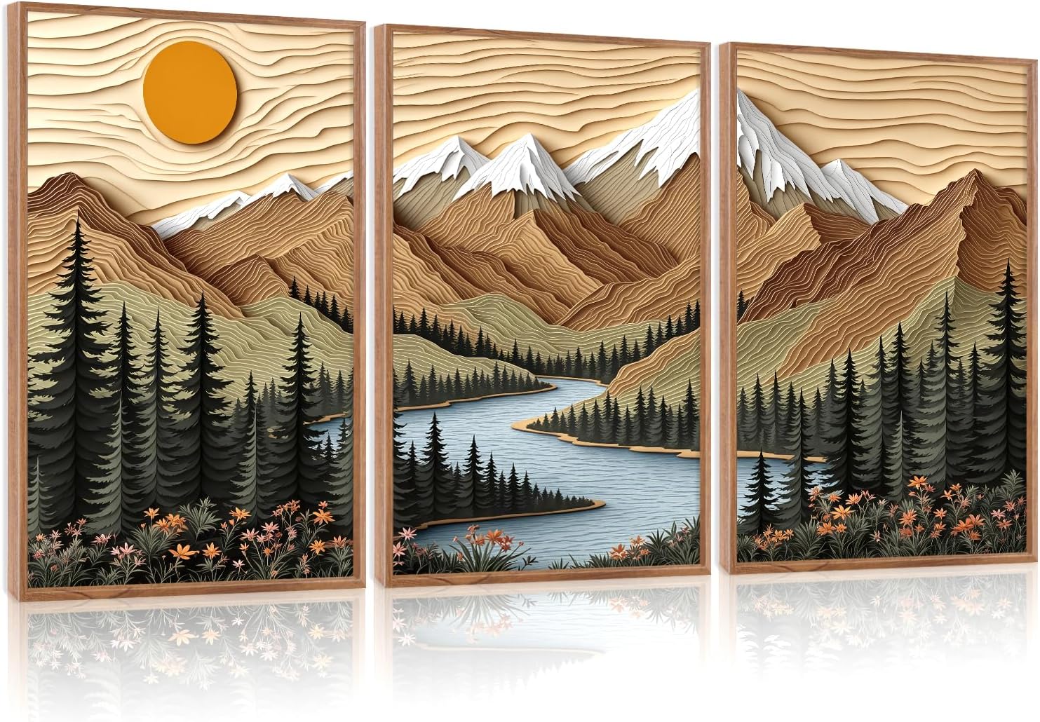 CHDITB Mountain Frame Canvas Wall Art, Nature themed office Wall Decor, country Scenic Art Spiritual Wall Painting, Vintage national park Mountains forest Art Prints for Living Room, Bedroom 16"x24"x3