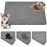 Drydiet Valentine Dog Gift Stone Mat for Dog Bowl Diatomaceous Earth Absorbent Non Slip Cat Puppy Mat for Food and Water Quick Drying Easy to Clean Placemat for Bowl Dish(Dark Gray,16 x 24 Inch)