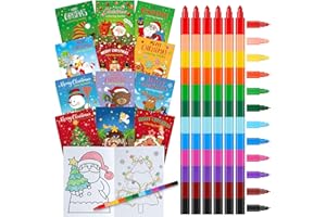 JECTIVS 24 Pcs Christmas Coloring Books with 24 Pcs Crayons Bulk for Kids Party Favor,Xmas Mini Booklets with Stackable Crayons for Christmas Holiday Students Classroom Reward Goodie Gift Bag Stuffer Supplies