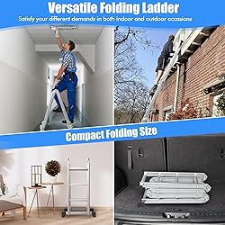 Giantex 7-in-1 12 Ft Tall Folding Step Ladder, Max