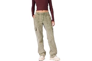 FIVESTAR GENERAL Women's Carpenter Cargo Corduroy Pant, Low-Rise, Sits Below Waist, Button Closure with Zipper Fly