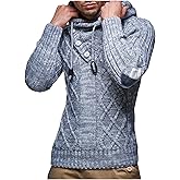 Leif Nelson Men’s Knitted Pullover | Long-Sleeved Slim fit Hoodie | Basic Winter Hoodie-Sweater for Men XL, Anthracite