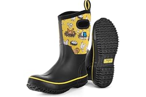 Trudave Rubber Boots for Women, Mid Calf Rain Boots, Womens Waterproof Boots, Neoprene Insulated Work Boots, Outdoor Mud Boot