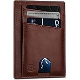 SERMAN BRANDS RFID Blocking Slim Minimalist Mens Front Pocket Wallet. Thin Card Holder. Full Grain Leather Wallets for Men