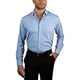 Nautica Slim Fit Mens Plaid Performance Dress Shirts Long Sleeve Wrinkle Free Formal 4-Way Stretch Cooling Technology