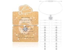 Landical 40 Sets Christmas Wish Bracelets Bulk Adjustable Xmas Bracelet with Cards Braided Friendship Holiday Gifts for Women(Snowflake)