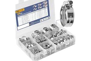 SMLCON Heavy Duty Hose Clamp Kit - 44PCS,1/4''- 1-1/8'' Adjustable Worm Gear Drive Hose Clamps Stainless Steel 304 for Fuel Injection Line, Automotive, Radiator, Garden,Plumbing