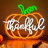 FuugZze Thankful Pumpkin Neon Sign Thanksgiving Led Sign Fall Neon Light Sign for Bedroom Party Halloween Autumn Decor Present