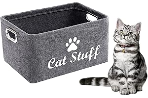 Geyecete Cat Apparel & Accessories/Cat Toys/Pet Supplies Storage Basket/Bin with Handles, Collapsible & Convenient Storage Solution for Office, Bedroom, Closet, Toys, Laundry(Grey)