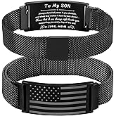 Jesvo To My Son/Stepson/Son-in-Law Bracelet, Adjustable Stainless Steel American Flag Bracelet Christian Birthday Graduation Gifts Jewelry for Men Boys