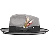 Mens Fedora Hats, Medium Brim Fedora, 100% Wool Crushable Hat, Packs Easy, Stain Resistant, Stylish Fedora