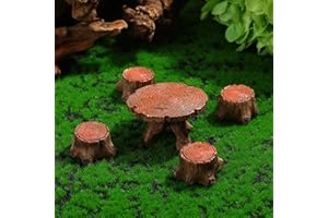 HPMJZ 5 Pcs Fairy Garden Accessories Miniature Table and Chairs Set Micro Landscape Decoration Mini Resin Village Furniture Ornaments Kit for DIY Craft Gift Dollhouse Succulents Home Outdoor Decoration