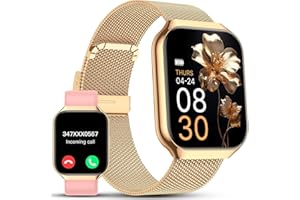taopodo Smart Watches for Women, 1.91" HD Fitness Tracker (Answer/Make Calls),IP68 Waterproof, 120+ Sport Modes with Heart Rate and Sleep Monitor, Fitness Watch for iOS Android, Gold