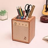 CoolGift Mart Guitar Accessories, Sapele Wood Amp Styled Guitar Pick Holder with Pen Storage, Desk Organizer Gift for Guitarists for Picks and Pens Storage