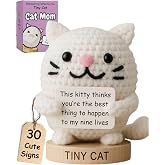 Cat Lover Gifts for Women - Positive Crochet Animal with 30 Cute Signs | Cat Mom Gift for Women for Birthday | Funny Fur Mama Themed Decor Stuff Present Ideas for Cats Lady | Present Idea for Friends