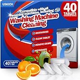 USKICH 40 Pack Washing Machine Cleaner Tablets,Deep Cleaning Descaler For HE Front Loader &amp; Top Load Washer,Washer Machine Cleaning Tablets Clean Inside Drum and Laundry Tub Seal,Septic Safe