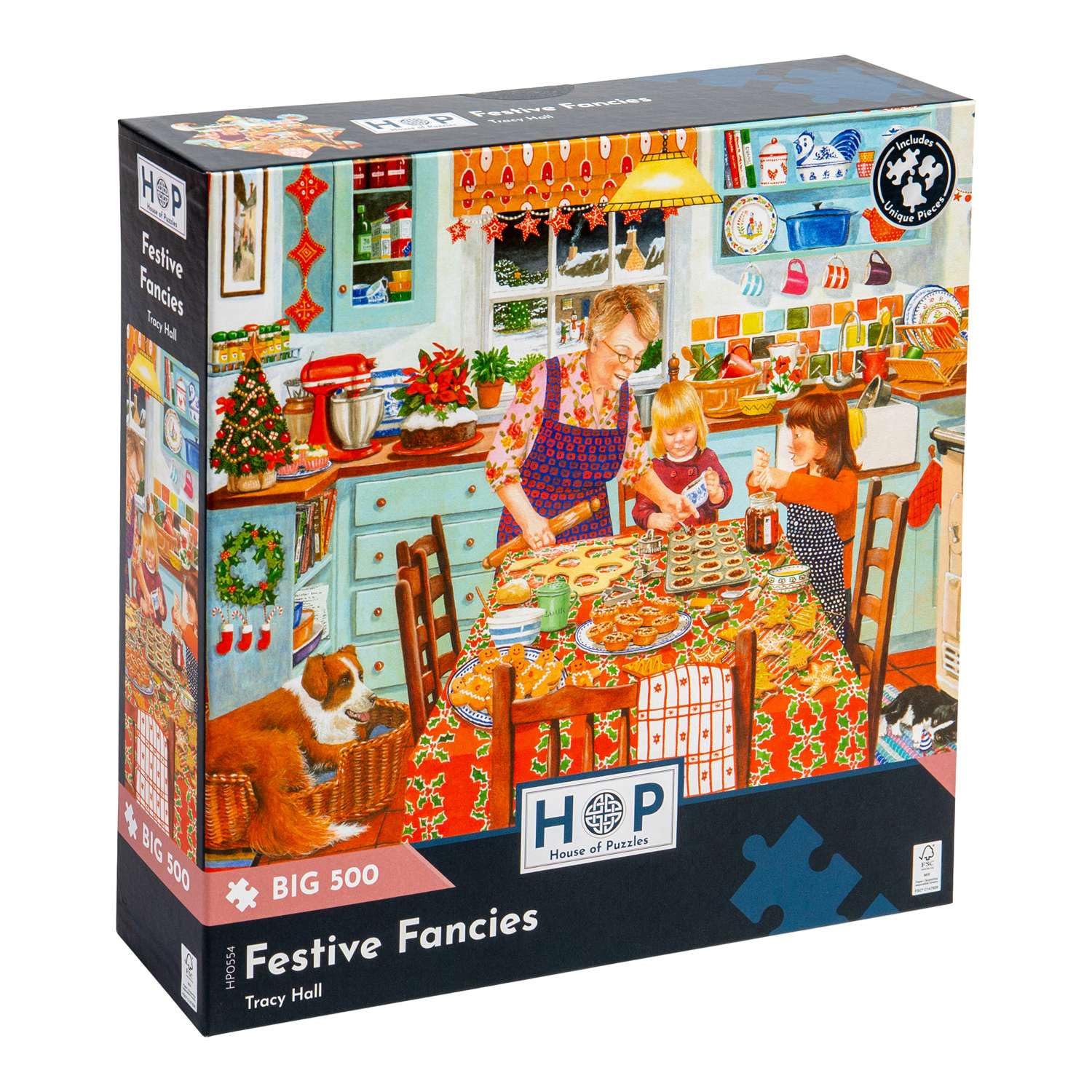 The House of Puzzles - Festive Fancies Jigsaw - Big 500 Piece Jigsaws For Adults, Extra Large Pieces, Artist Illustrated, Scenic Landscape, Deluxe Puzzle Gifts