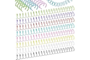 Vmiapxo 48 Pcs Small Metal Double Loop Binding Wires, 8 Colors Binding Spines Combs Ring Coils Cinch Book Binding Wire Spiral Notebook Maker, 9/16" 23 Holes, 2:1 Pitch (8 Colors)