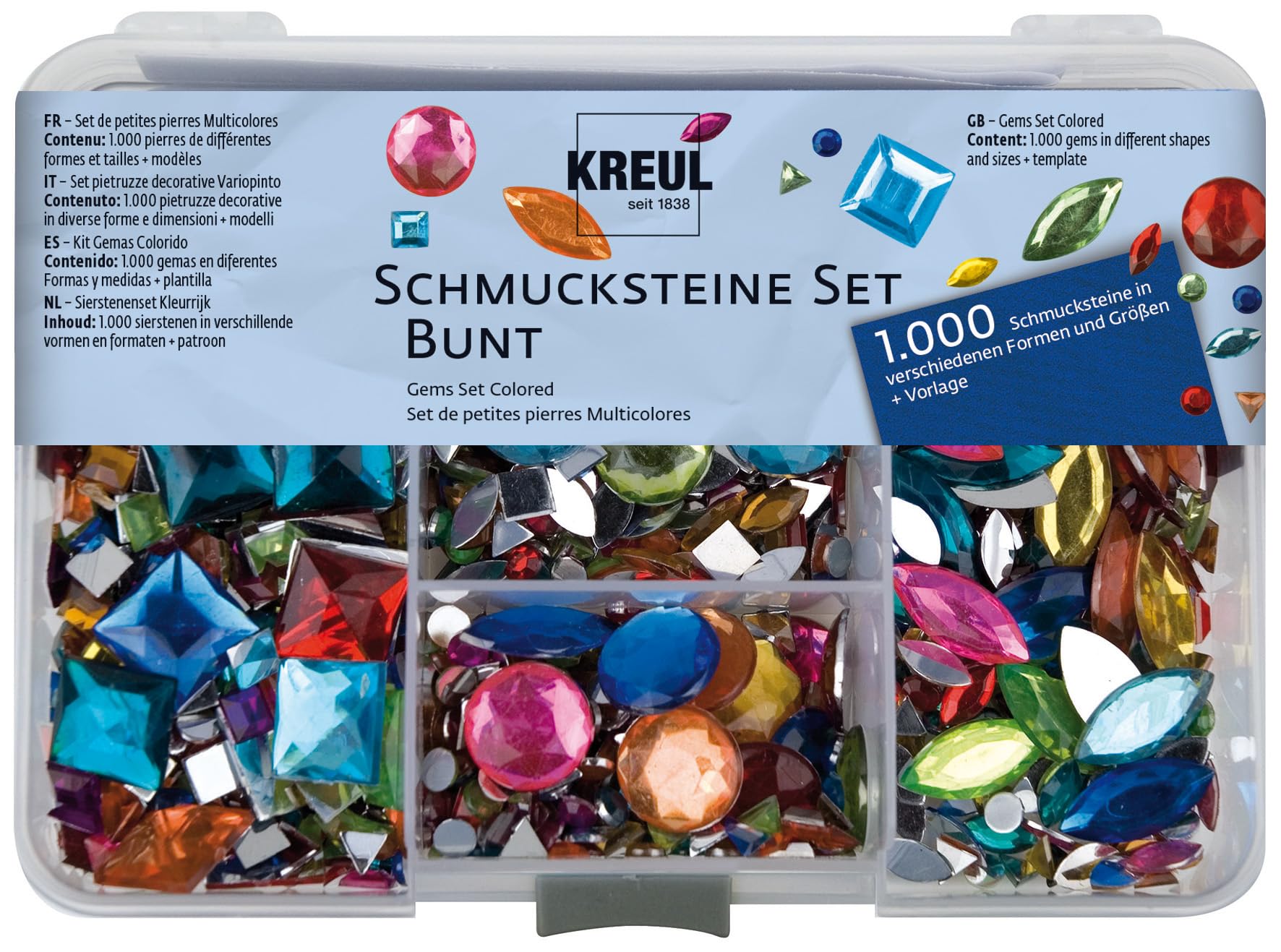 KREUL Hobby Line Multicoloured Decorative Stones Set - 1,000 Decorative Stones