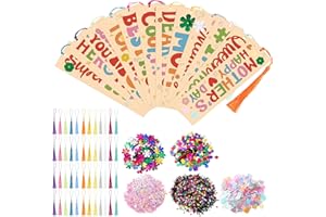 48 Pack Color Your Own Mother's Day Bookmarks Mother's Day Craft Wooden Blank Bookmarks with Hanging Tassel Bulk Sequins Moth