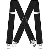 Ultrashang CLASSIC Mens Heavy-Duty Suspender: 2-Inch Wide, Sturdy Clips, X-Back, Adjustable Elastic Work Suspenders