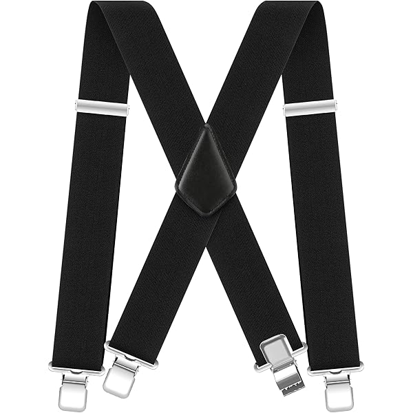 85 New Club Room Men'S Black Solid Elastic Stretch Metal Clip-On End Suspenders