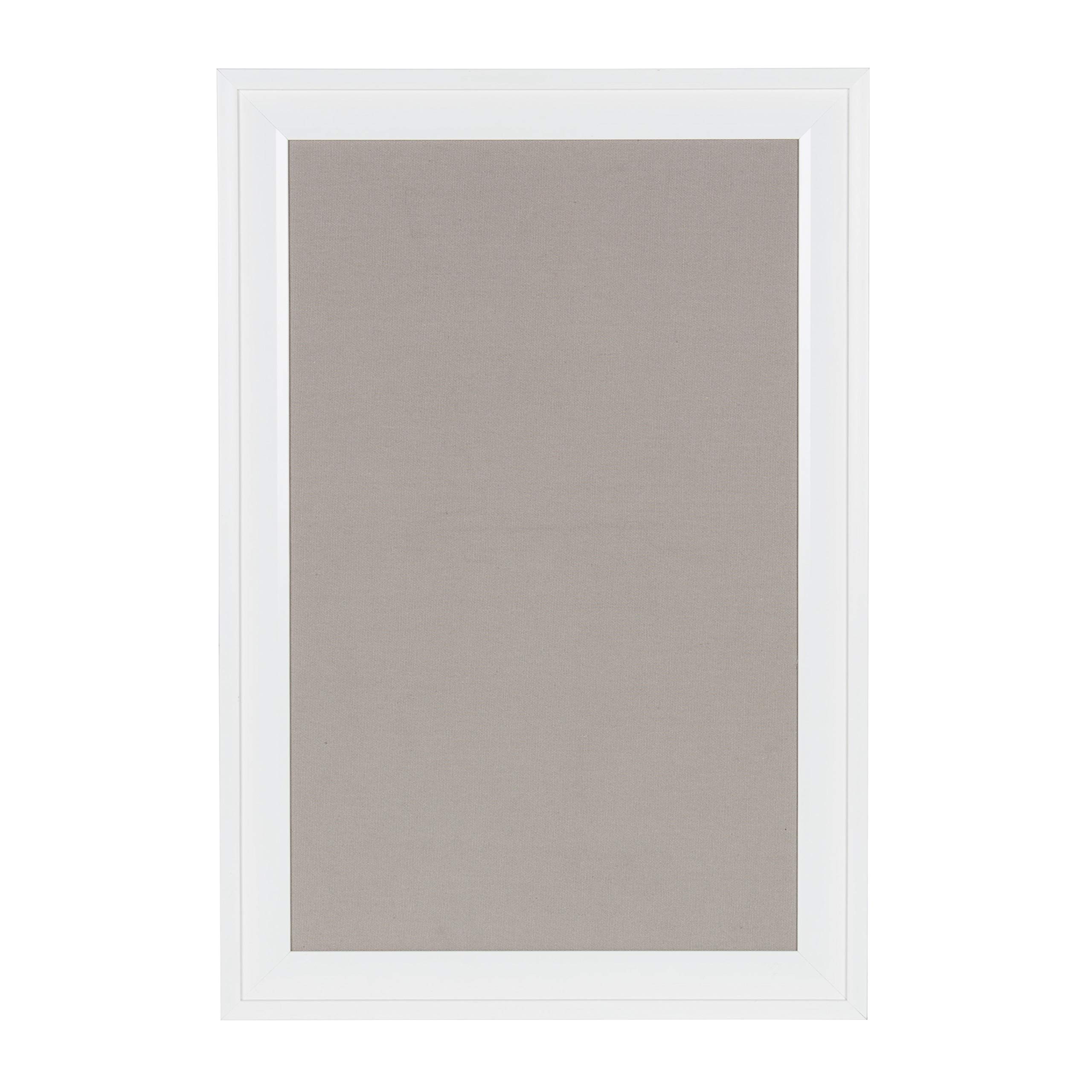 DesignOvation Bosc Framed Gray Linen Fabric Pinboard,10x20White