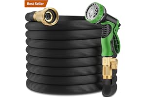 AENFFOW 100 ft Expandable Garden Hose - Durable 3750D Fabric, 4-Layer Latex Core, Solid Brass Connectors Expanding Water Hose - 10 Spray Nozzles & Convenient Storage Bag Included
