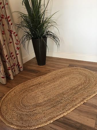 Second Nature Kleiner Geflochten Oval Natur Jute Beige Teppich