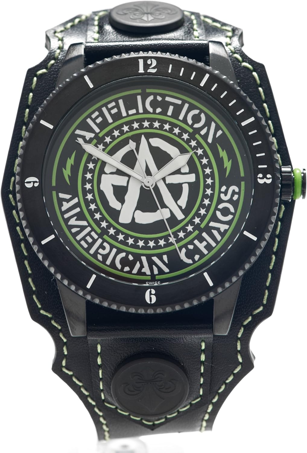 Affliction Men's Cuff Watch Black/Green AF4200AC Watches