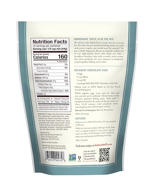 BOB’S RED MILL SIGNATURE CHOCOLATE CAKE BAKING MIX, 15.5OZ (PACK OF 1) – NON GMO, KOSHER